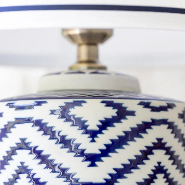 Ikat Ceramic Lamp with white shade (2 Colour Options)