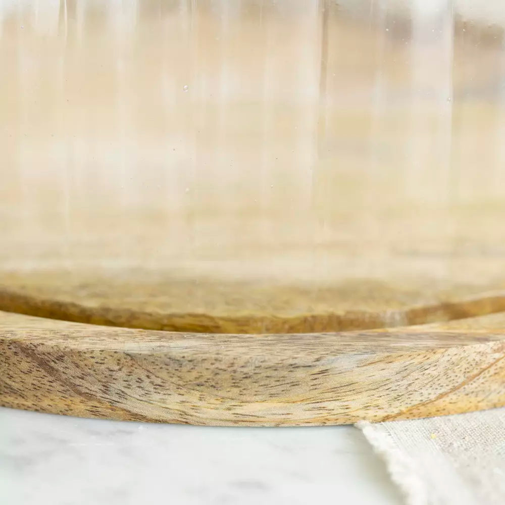 Ribbed Cloche with Wooden Base