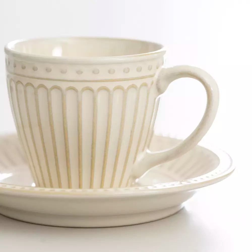Pembroke Stoneware Cup & Saucer Cream (Set of 6)