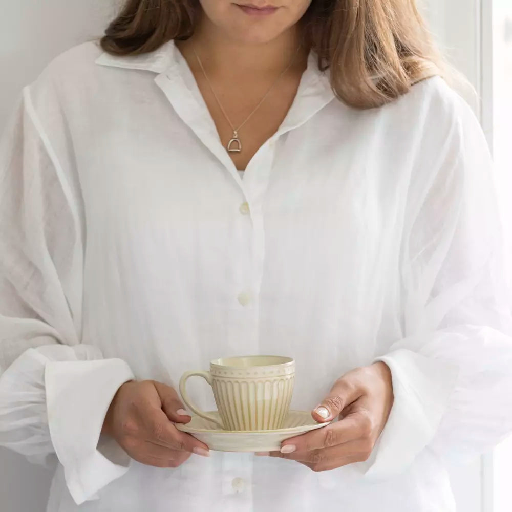 Pembroke Stoneware Cup & Saucer Cream (Set of 6)