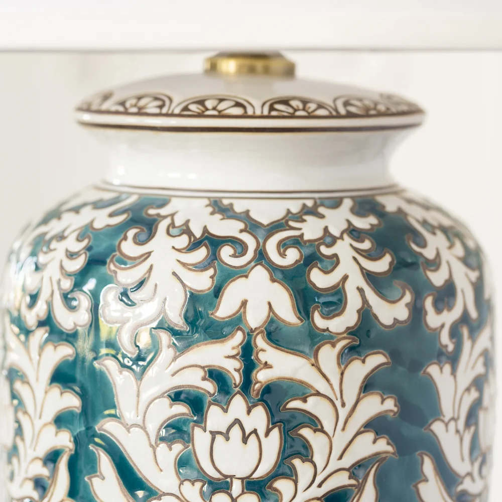 Lotus Lamp With White Shade