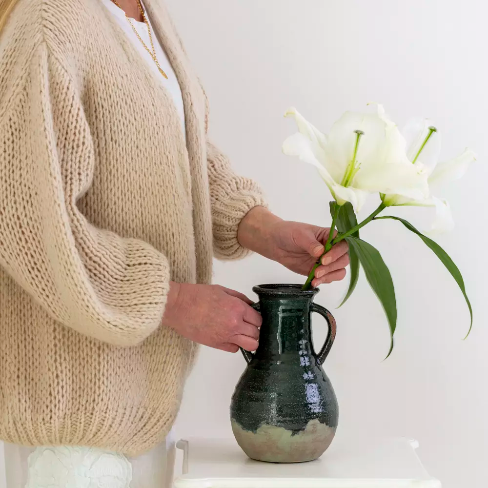 Tall Dipped Stone Vase in Green