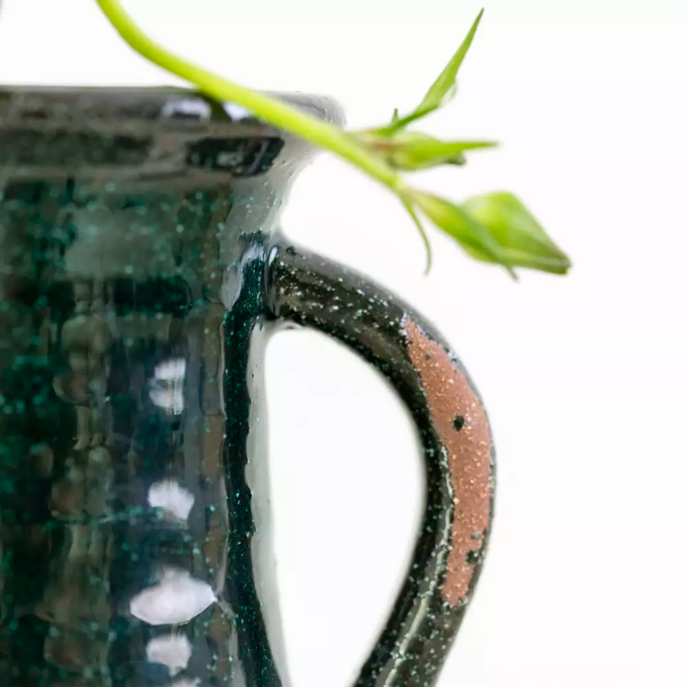 Tall Dipped Stone Vase in Green