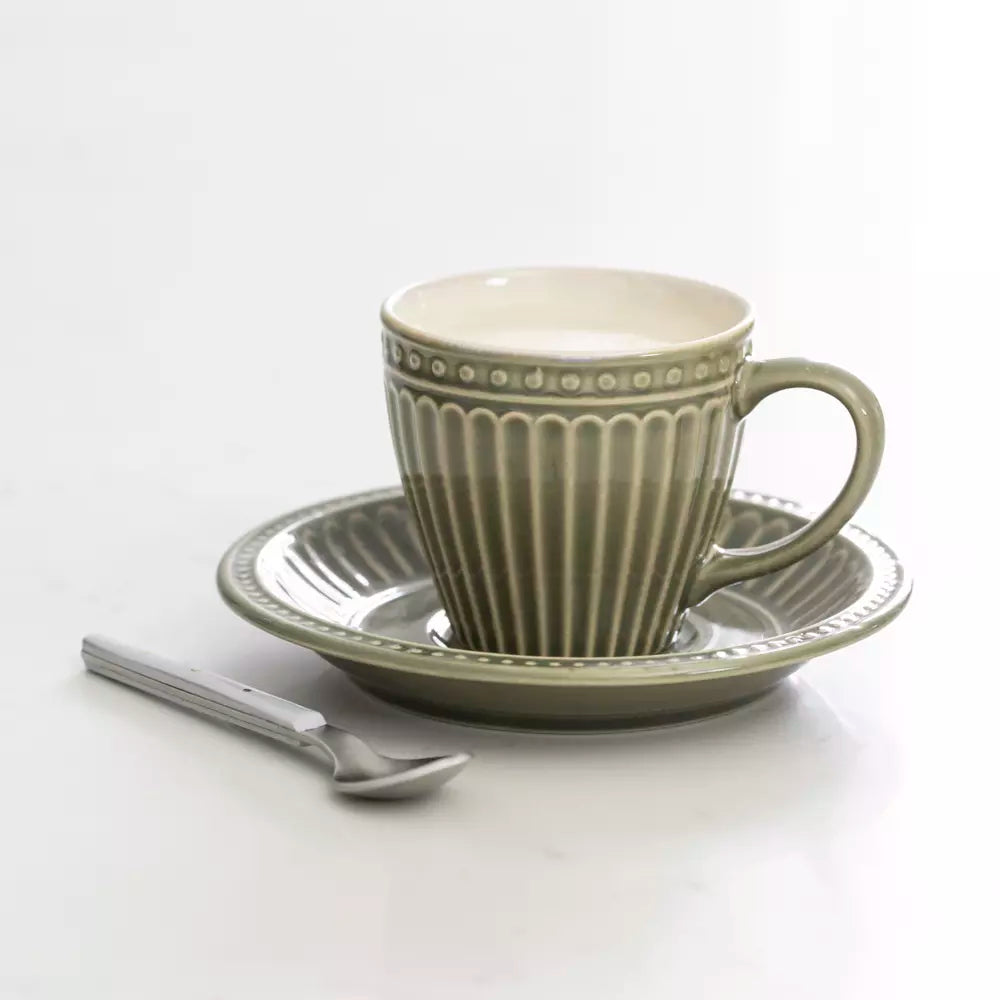 Pembroke Stoneware Cup & Saucer Cream (Set of 6)