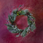 Foliage & Red Berry Snowy Wreath