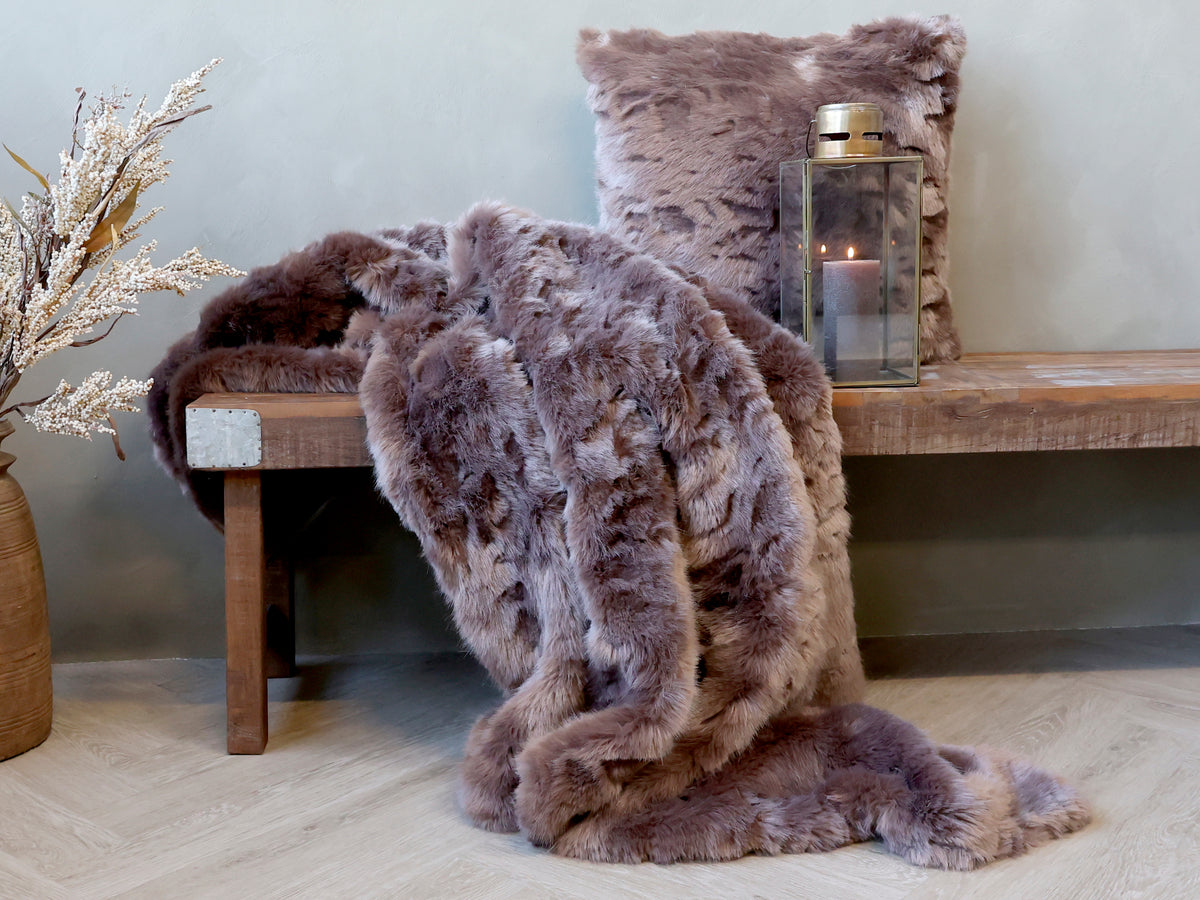 Antique Chocolate Faux Fur Throw