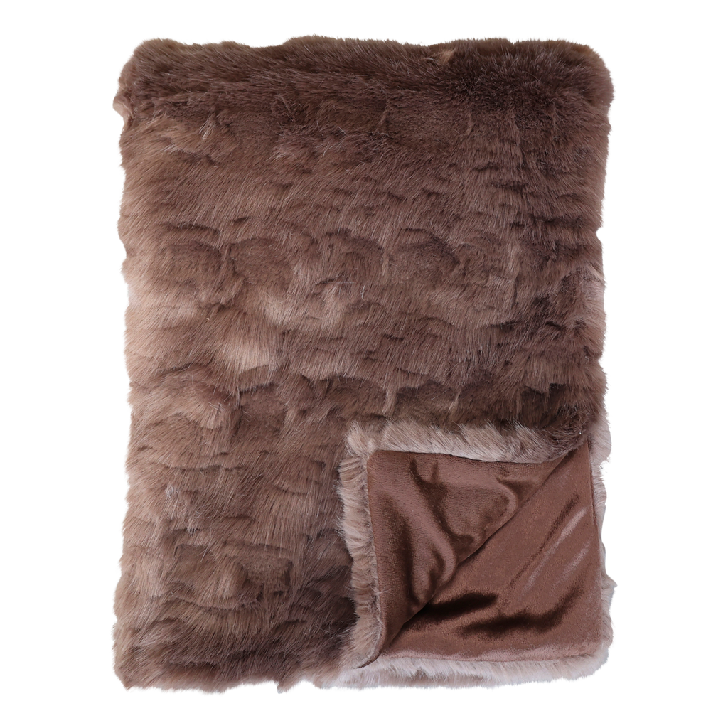 Antique Chocolate Faux Fur Throw