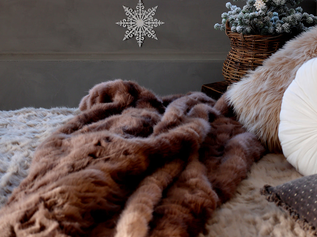 Antique Chocolate Faux Fur Throw