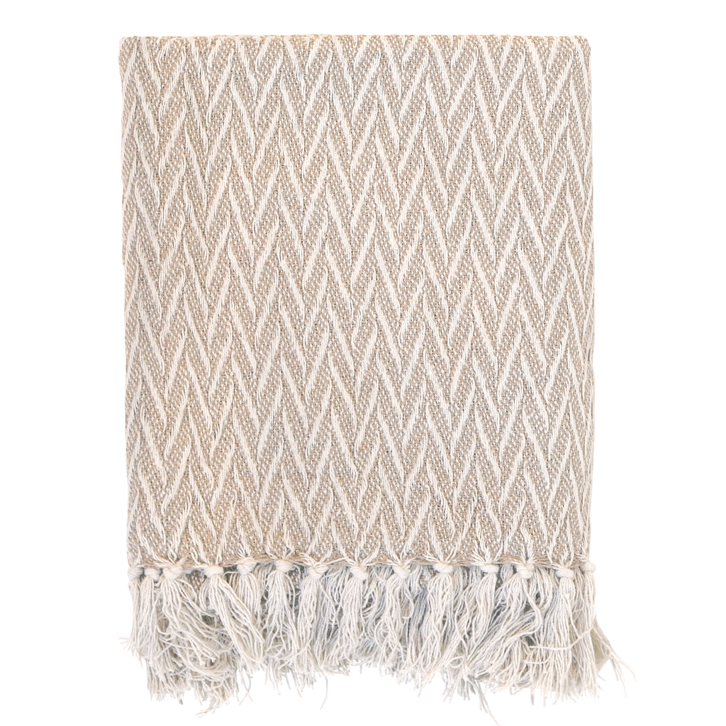 Aix Throw in Latte with Fringe