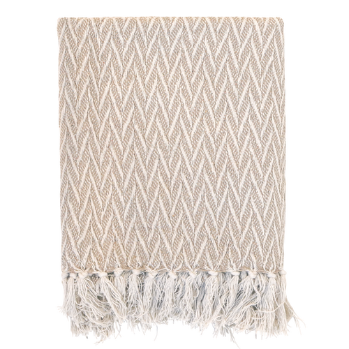 Aix Throw in Latte with Fringe
