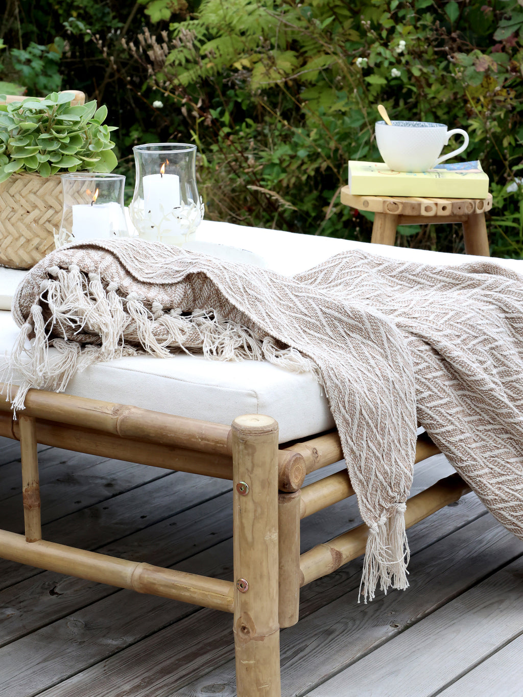 Aix Throw in Latte with Fringe
