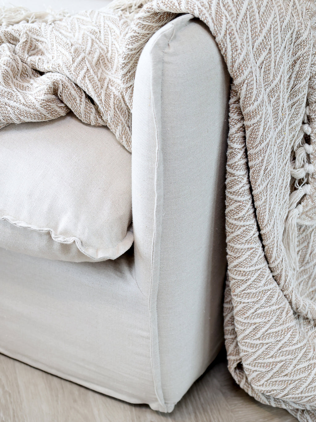 Aix Throw in Latte with Fringe