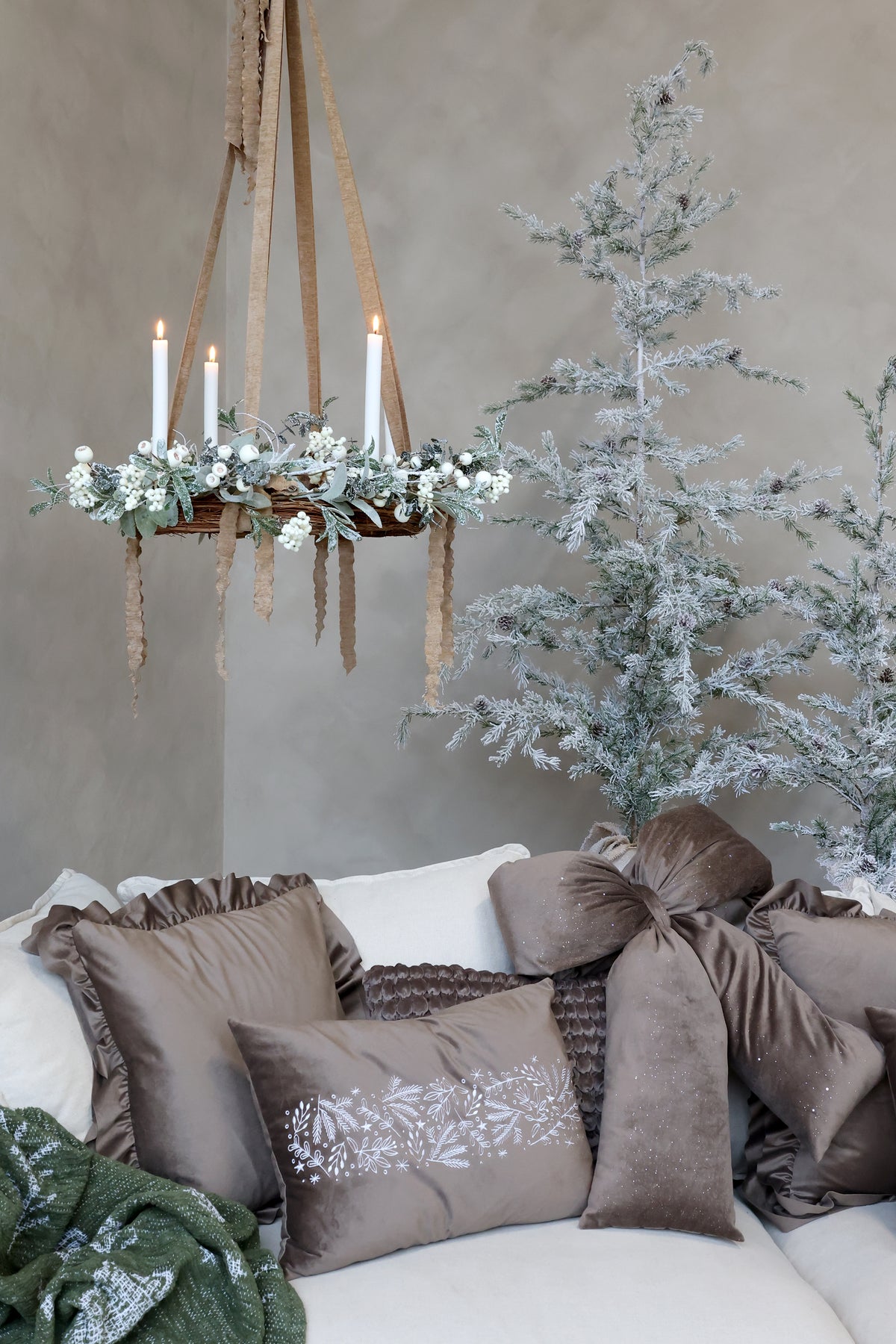 Cushion with Branch Embroidery