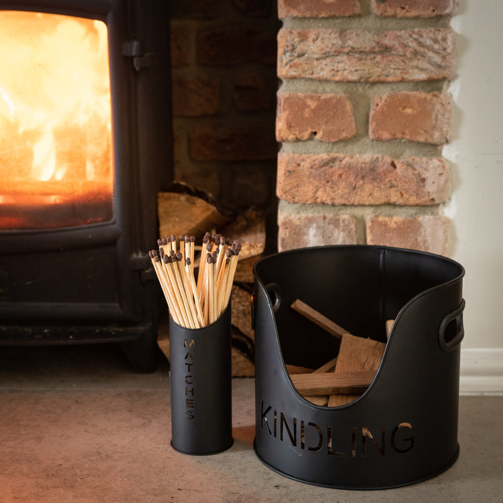Logs & Kindling Buckets & Matchstick Holder (Various Colours)