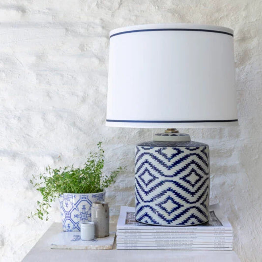 Ikat Ceramic Lamp with white shade (2 Colour Options)