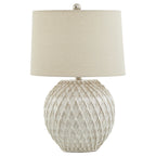 Lattice Ceramic Table Lamp with Linen Shade
