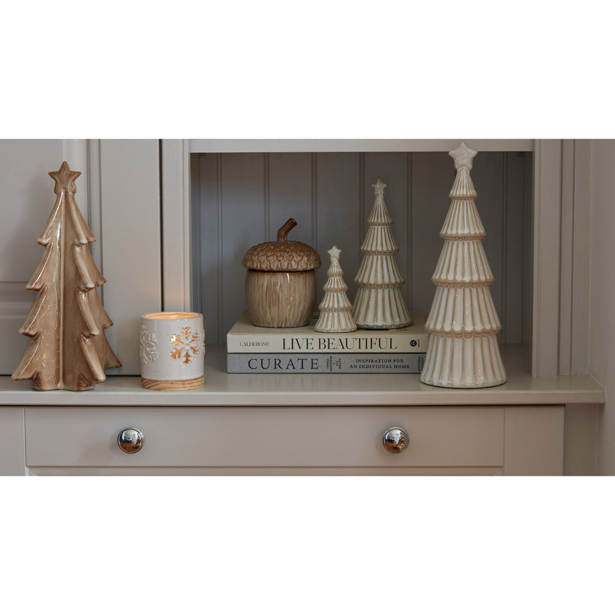 Alora Snowflake Candle Holder on Wooden Base