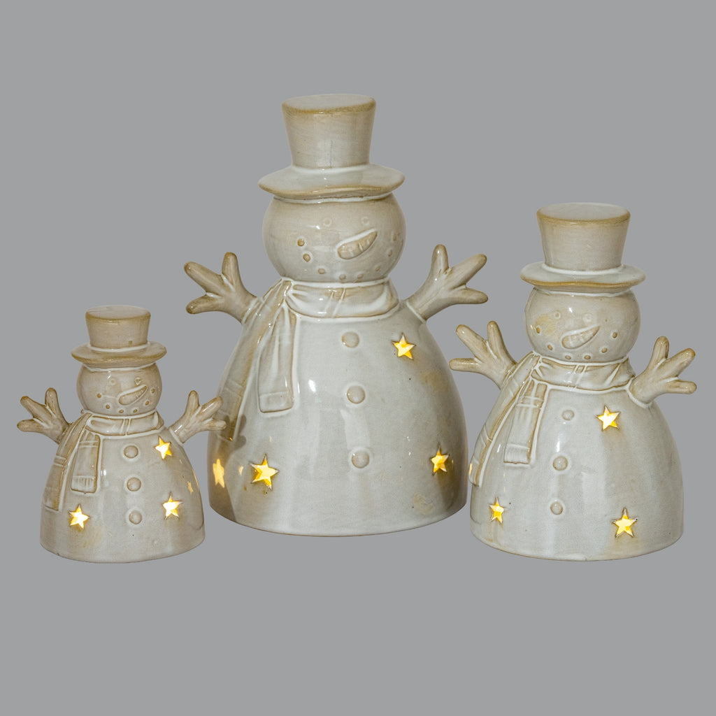 Alora Ceramic Snowman with LED Light (Various Sizes)