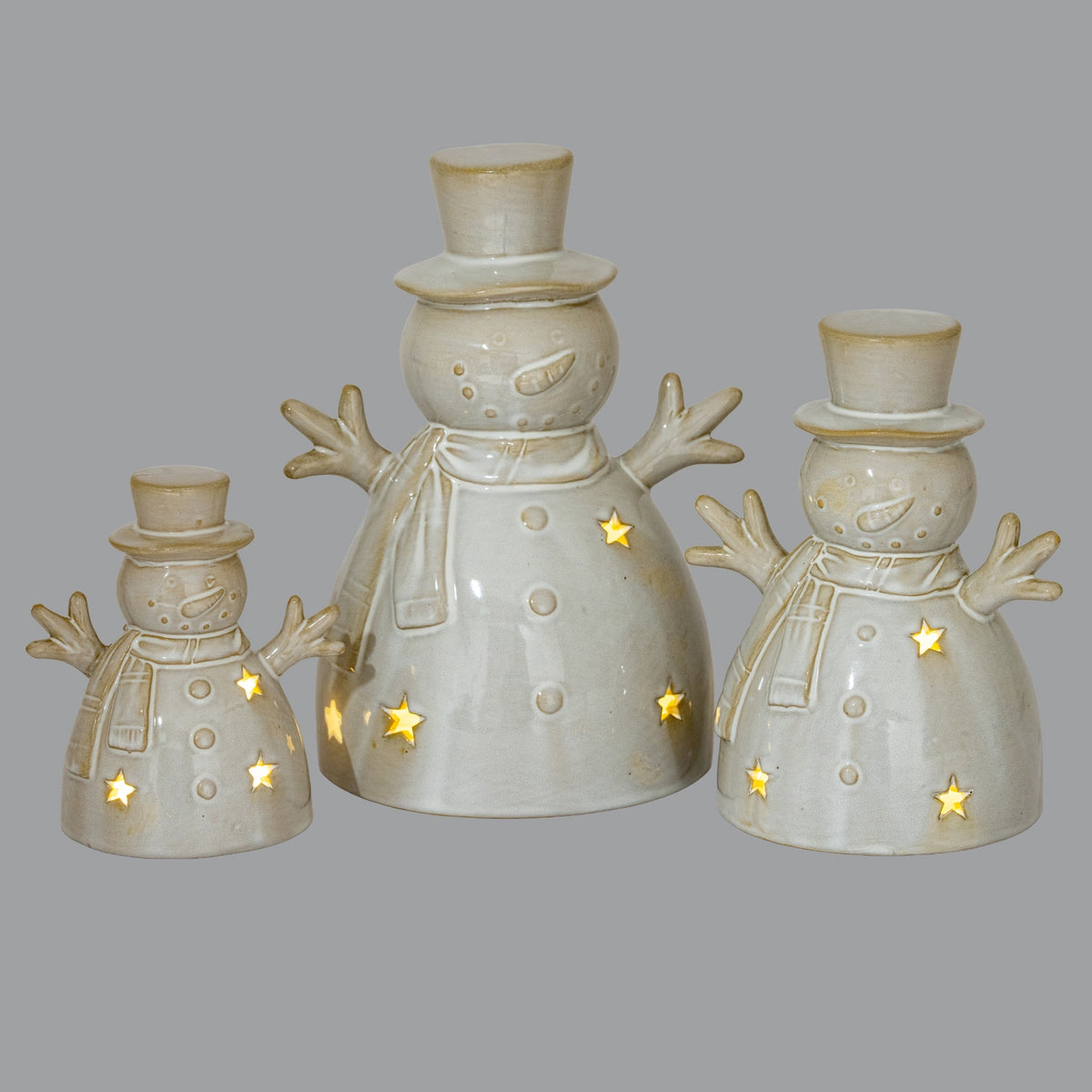 Alora Ceramic Snowman with LED Light (Various Sizes)