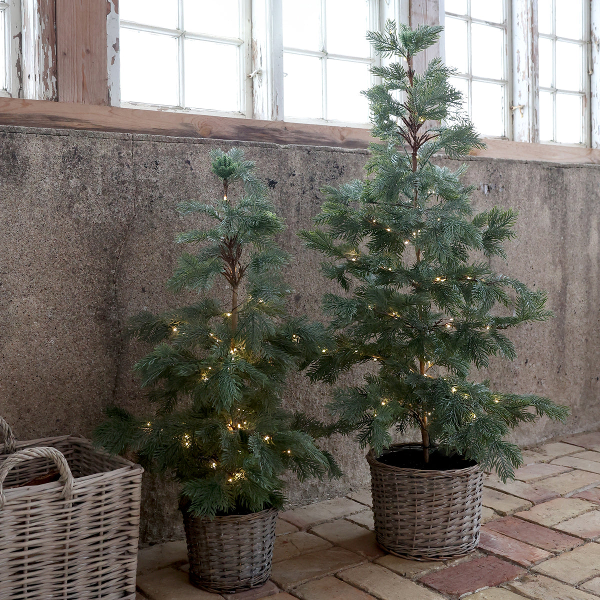Fleur Pine tree with Basket and 60 LED lights