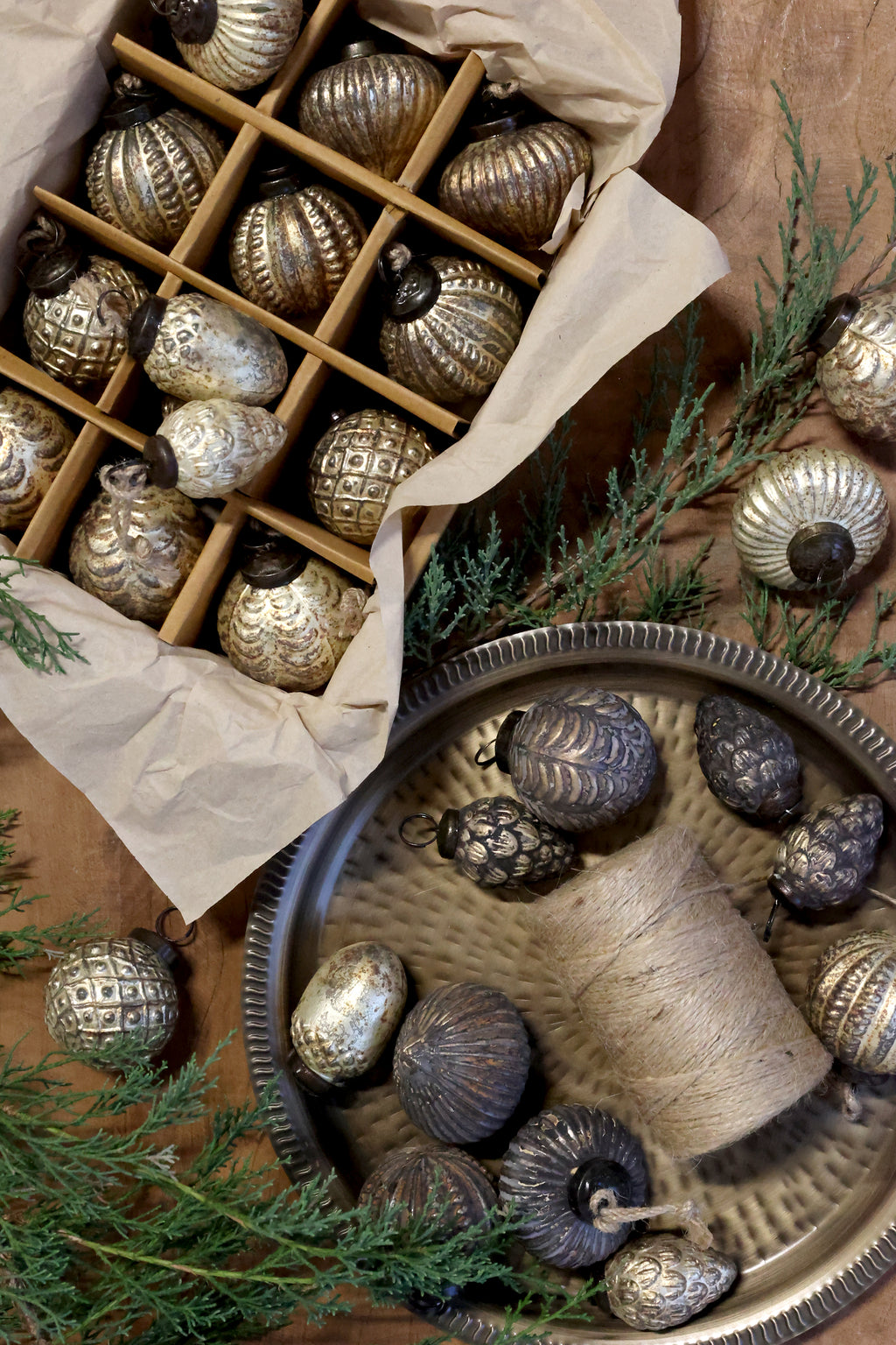 Antique Champagne Baubles (set of 12)