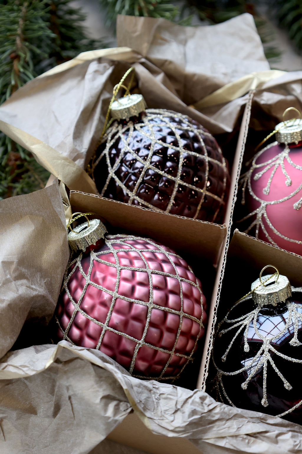 Mauve Christmas Baubles (Set of 6)