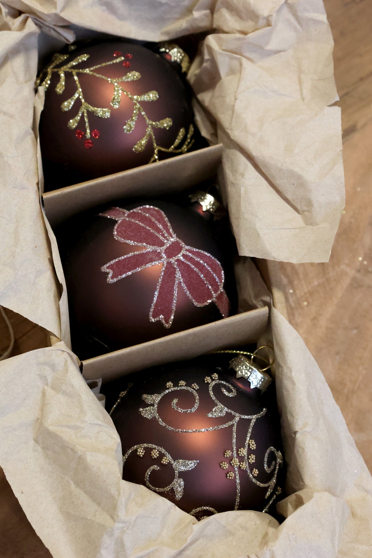 Mocca Christmas Bauble set of 3