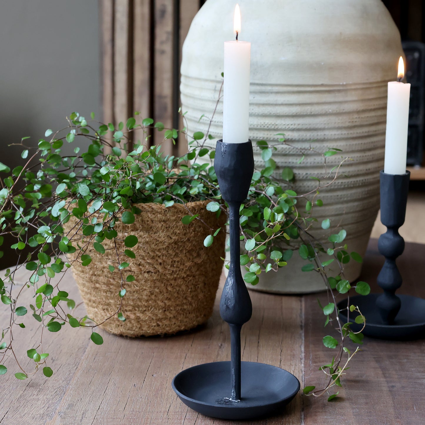 Tall Black Candlestick Holder