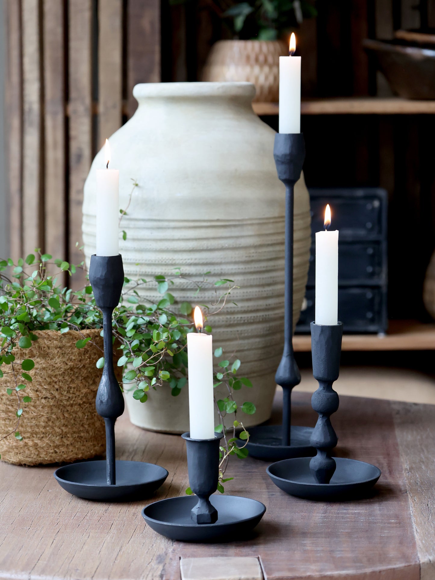Tall Black Candlestick Holder