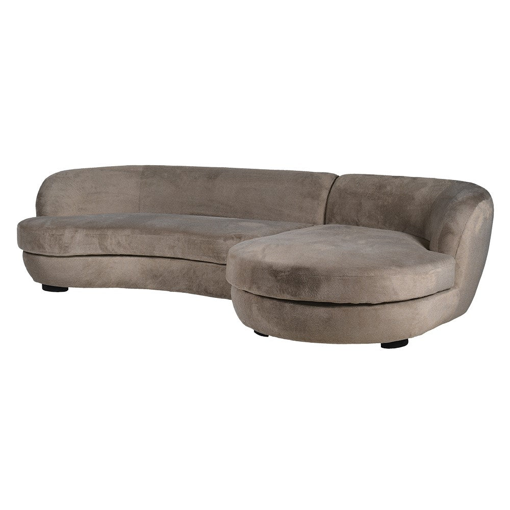 Maple Taupe Faux Fur Curved Sectional Sofa