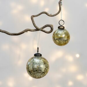 Crackle Gold Bauble Large and Small