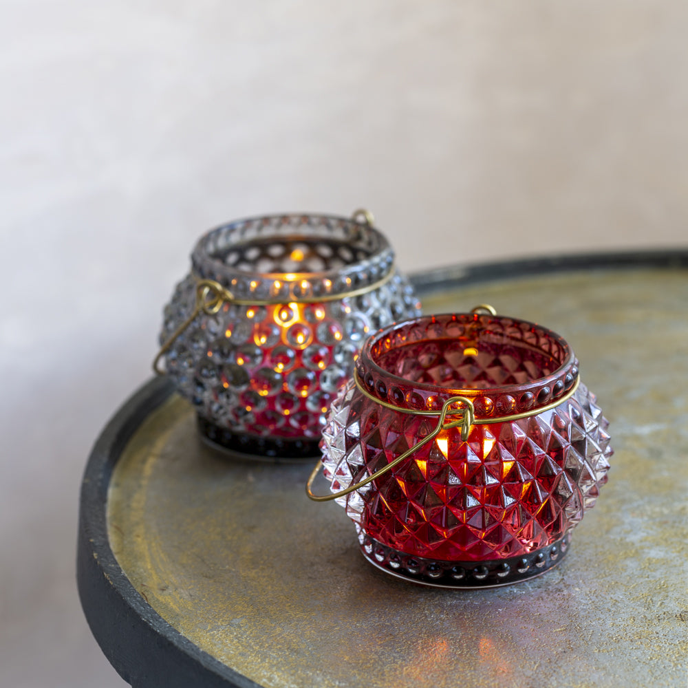 Bubble Glass Votive Plum