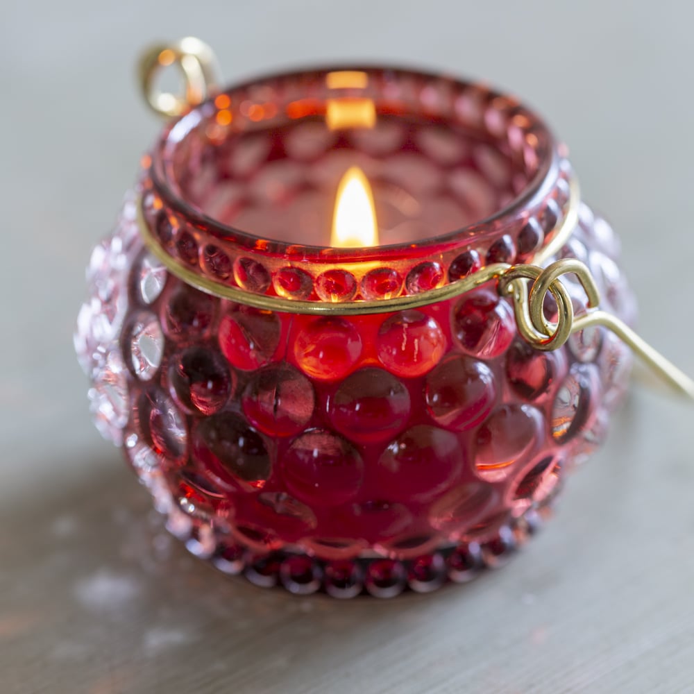 Bubble Glass Votive Plum
