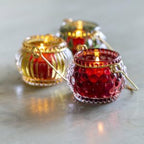 Bubble Glass Votive Plum