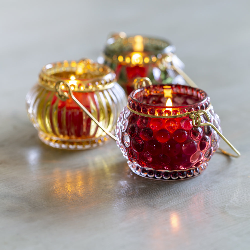 Bubble Glass Votive Plum