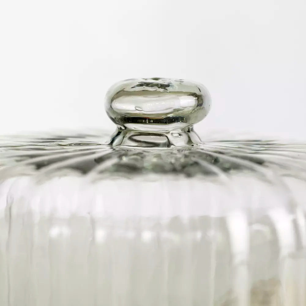 Ribbed Cloche with Wooden Base