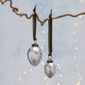 Oval Bauble with Gold Etched Stars Antique Silver
