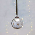 Round Bauble with Gold Etched Stars Antique Silver