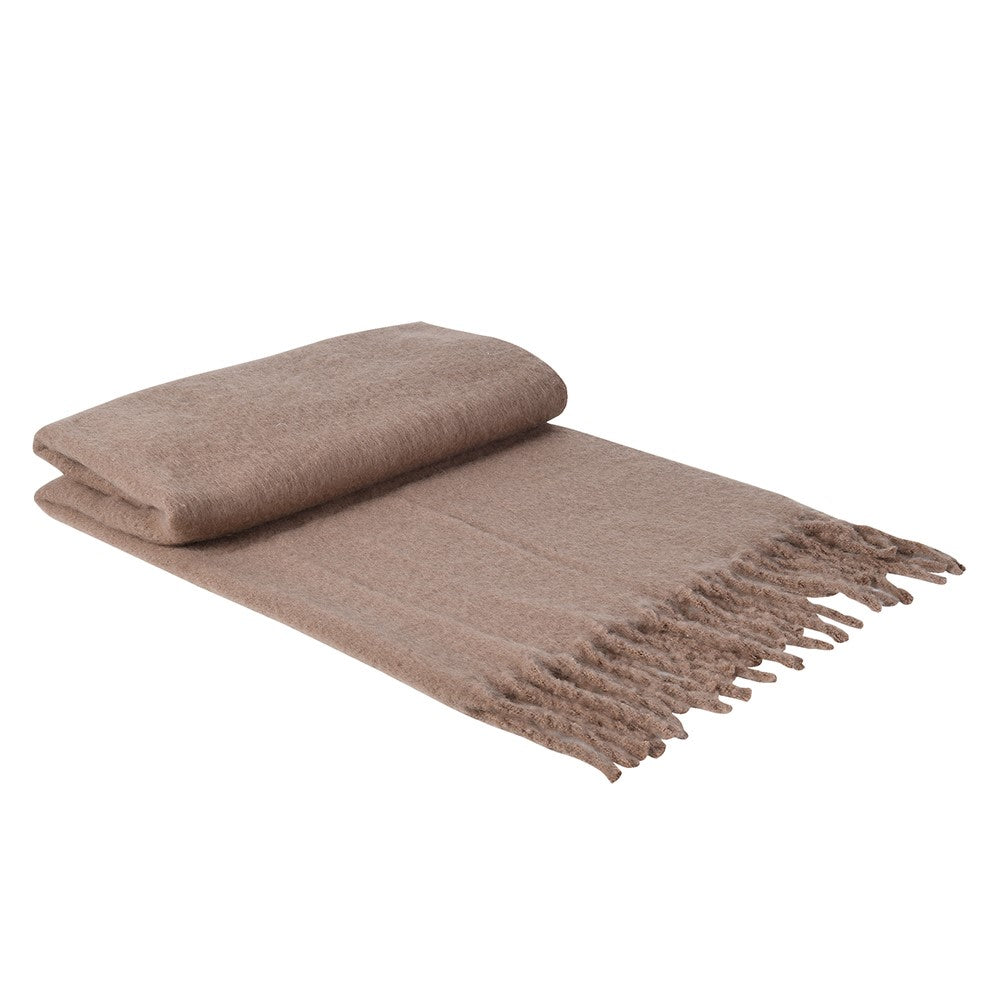 Taupe Faux Mohair Throw