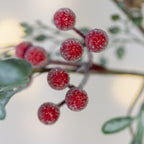 Iced Red Berry Garland with Frosted Leaves
