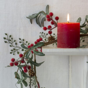 Iced Red Berry Garland with Frosted Leaves