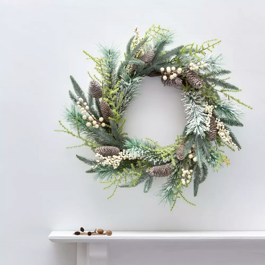White Berry & Fircone Wreath