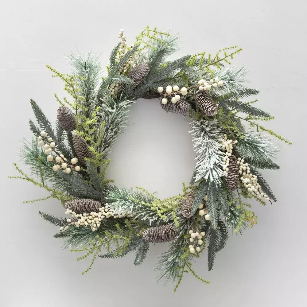 White Berry & Fircone Wreath