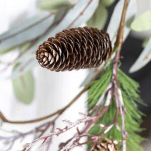 White Berry Garland with Frosted Leaves