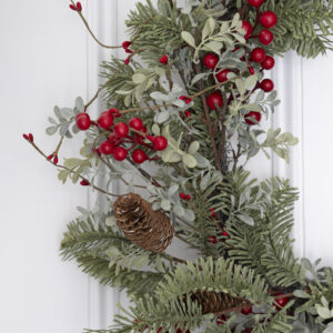 Red Berry Cone and Spruce Wreath