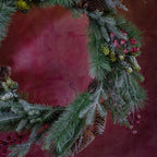 Foliage & Red Berry Snowy Wreath