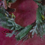 Foliage & Red Berry Snowy Wreath