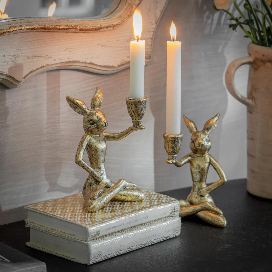 Avening Pair of Hares Candle Holders