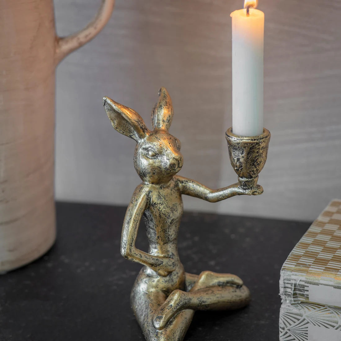 Avening Pair of Hares Candle Holders