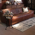 Cuero Ribbed Leather 3 Seater Sofa